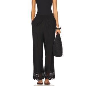 Rails Henrik Pants in Black Size XS Crochet Elastic Waist Cotton